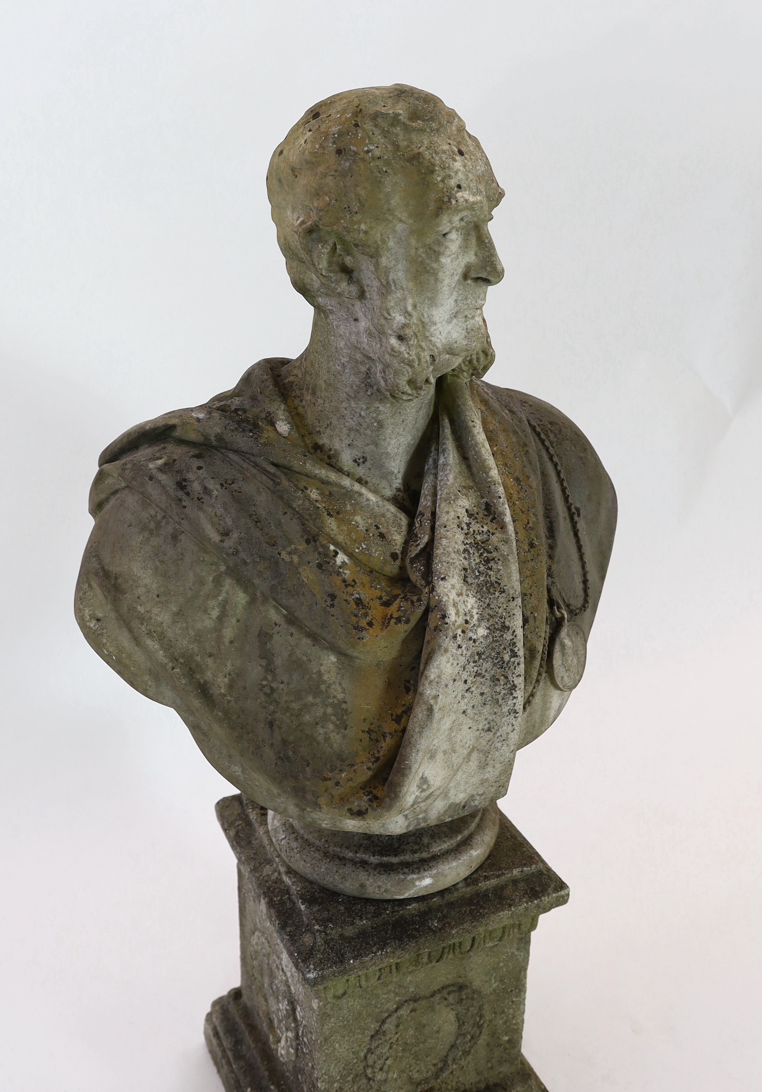 Henry Weekes RA (1807-1877) A Victorian white marble bust of a gentleman, signed and dated 1875, overall height 40cm bust width 60cm height 80cm